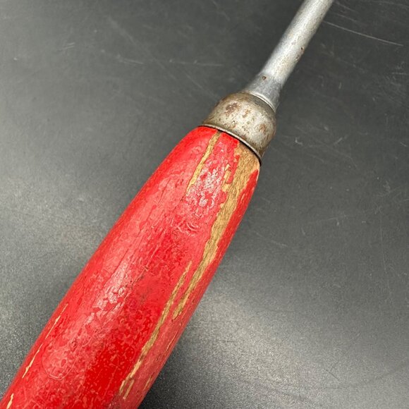 Vintage Ladle Spoon Dipper Red Wooden Handle Rustic Kitchen 1950s Retro Mid Cent - Picture 7 of 9